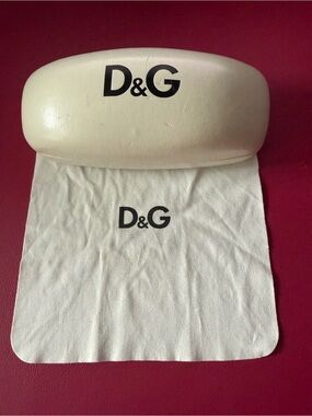 D&G White Eyeglass Hard Case with Cleaning Cloth